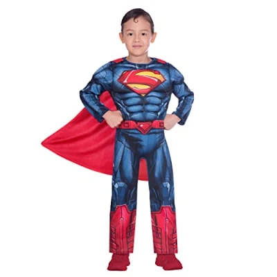 Bild av amscan 9906072 barn pojkar officiellt licensierad klassisk muskeldräkt superman maskeraddräkt 8 10 år
