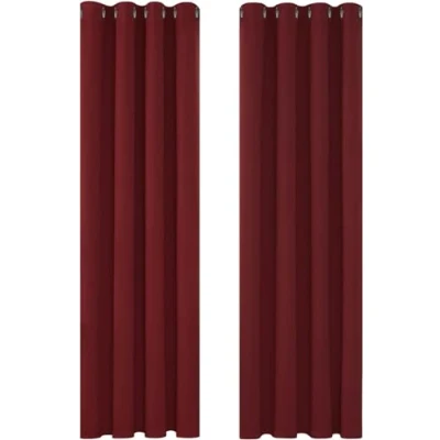Bild av Deconovo Mörkläggningsgardiner, termogardiner med veckband, 245 x 140 cm (längd bredd), röd, set om 2
