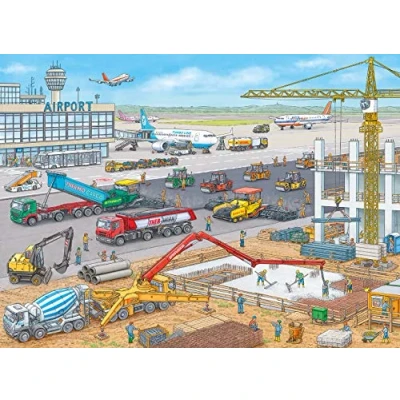Bild av Ravensburger 10624 Barnpussel Byggplats på flygplatsens pussel för barn från 6 år, med 100 delar i XXL format, vit