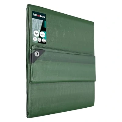 Bild av Bâche de Protection Exterieur Bois imperméable avec œillets renforcés 3 x 4 m Vert 120 g/m²