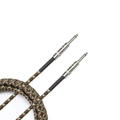 Bild av D&#039;Addario Accessories Anpassad serie flätad gitarrkabel instrumentkabel med nickelpläterade ¼ tums ändar skyddar gitarrkabeln mot skärningar, kinking 6 m kamouflage