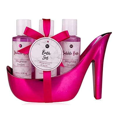 Bild av Accentra Badset presentset dam MARMOR i högklackat 3 delat vårdset med Duschgel, bubbelbad &amp; bodylotion välbefinnande för födelsedagar, Alla hjärtans dag jul (rosa)