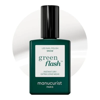 Bild av MANUCURIST Semi Permanent Green Flash™ lack White Gel Nagellack 12 Free, Bio Sourced (57%) Professionell manikyr 15 ml (SNOW)