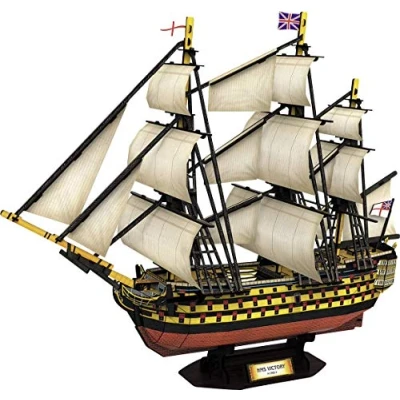 Bild av Revell 3D Puzzle 00171 HMS Victory, flaggskeppet från Admiral Nelson i sjöstridet Trafalgar upptäcka världen 3D, pysselkul för unga och gamla, färgad
