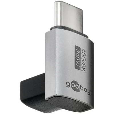Bild av goobay USB C adapter 240 W 40 Gbit förlängning 90 vertikal kort USB4 (kontakt till hona) / 4.0 Adpter 8K@60 Hz, bakåtkompatibel 3.1, 2.0/7444
