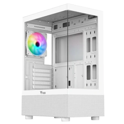 Bild av Itek Case SHOWBUI 33 W Gaming torn, ATX, 12 cm ARGB fläkt, sida och frontpanel tempglas, vit utgåva