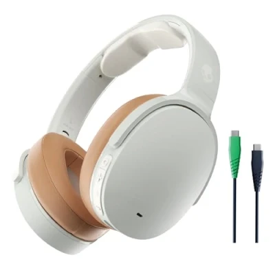 Bild av Skullcandy Hesh ANC är ett par trådlösa over ear hörlurar med brusreducering, 22 timmars batteritid och mikrofon, de fungerar iPhone, Android Bluetooth enheter White
