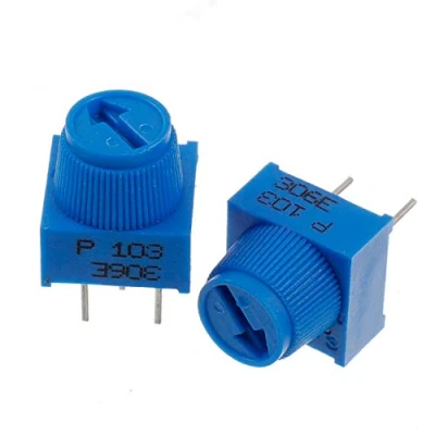 Bild av BOJACK 10K Ohm Trimpotentiometer med knopp P103 3 terminalstift blå variabla rester (paket 10 st)