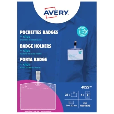 Bild av Avery Clip badge Transparent 60 x 90 mm 32 etikett (er) (4 ark 8) taggar för namnskylt