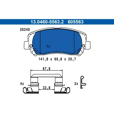 Bild av ATE 13.0460 5563.2 Bromsbeläggsats med akustisk slitagevarnare tillbehör JEEP: Cherokee V (KL) 2.4 4x4, 2.0 CRD, 3.2 V6, 2.2 V6 4x4