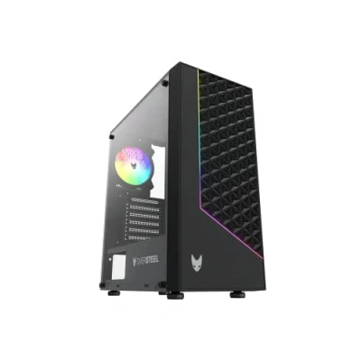 Bild av Oversteel Iridium Gaming PC chassi Kompatibelt med ATX , Micro och ITX kort, 120 mm A RGB fläkt ingår, Mesh front, 2 dammfilter, härdat sidoglas, USB 3.0, svart