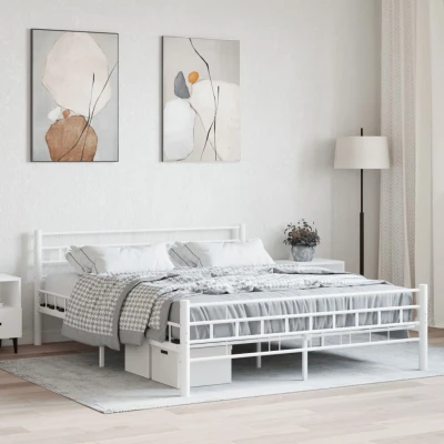 Bild av vidaXL Sängram vit metall 160x200 cm, säng, dubbelsäng, sängar, dubbelsängar