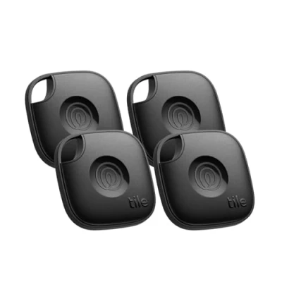 Bild av Tile by Life360 Mate (2024) Bluetooth bricka, nyckelsökare och spårare för nycklar, väskor med mera. Telefonsökare. Både iOS Android kompatibelt. 4 pack (svart)