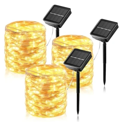 Bild av solcellsljusslinga, utomhus, 30 m, 290 LED, 8 lägen, vattentät, solcellsljuskedja för utomhusbruk, trädgård, terrass, balkongdekoration ..