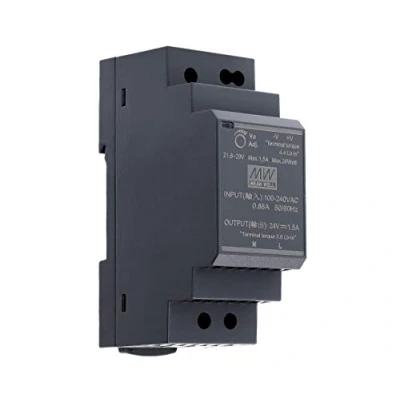 Bild av 24 VDC 1,5 A 36 watt Mean Well HDR 30 topprail strömförsörjning DIN rail