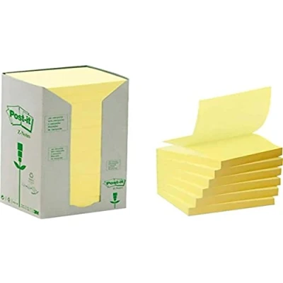 Bild av Post it® Recycled Z Notes, Canary Yellow™, 16 blokke, 76 mm x