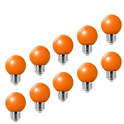 Bild av Färgade glödlampor LED 2 W E27 G45 glödlampa för festbelysning, utomhus uteplats fest jul, färgad golfboll orange