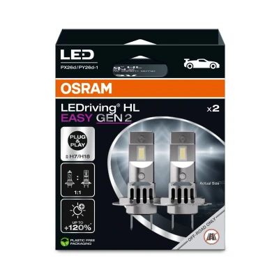 Bild av OSRAM LEDriving HL EASY GEN 2 ≜ H7/H18, LED helljus och halvljus, Cool White 6500K, inget tillbehör behövs, endast offroad användning ingen ECE, lampor