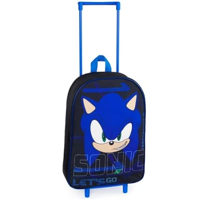 Bild av SONIC THE HEDGEHOG resväska vikbar vagn väska 39 x 27 cm 10,5 liter 2 hjul utdragbart handtag med hjul, Svart blå, En storlek, Barnbagage