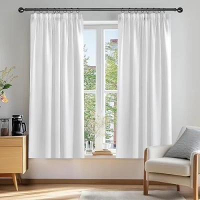 Bild av Deconovo Supermjuka gardiner värmeisolerade pennveck mörkläggningsgardiner för vardagsrum 117 x 137 cm silvergrå, ett par