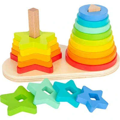 Bild av Small Foot Wooden Stacking Tower Rainbow Circle and Star 19dlg.