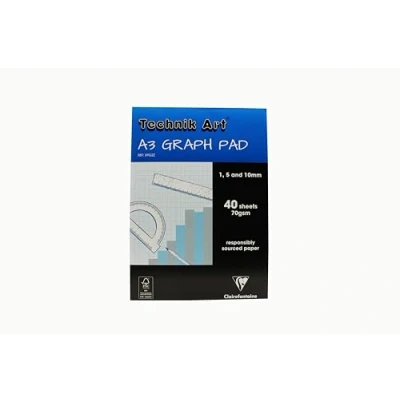 Bild av Clairefontaine Technik Art Graph Pad, A3, 1/5/10 mm rutnät, 40 löv
