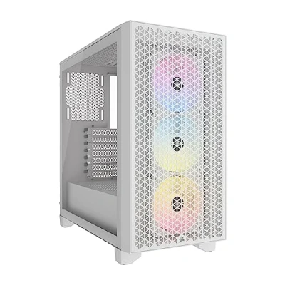 Bild av CORSAIR 3000D RGB AIRFLOW Mid Tower PC fodral 3 x AR120 fläktar GPU stöd med tre spår passar upp till 8 120 mm högt luftflöde design vitt