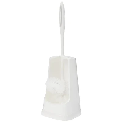 Bild av WENKO Toalettborstset enkel vit, smart toalettborste med kantrengöring, hygieniskt borsthuvud för tillförlitlig rengöring, borsthållare av robust plast, 12,5 x 40,5 cm