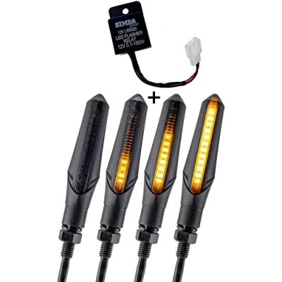 Bild av Simda Pro LED motorcykel blinkers E Mark med relälöpningseffekt skoter löpljus sekventiell svart universal Quad ATV superoptik och vackert ljust vattentest IP67 testskylt