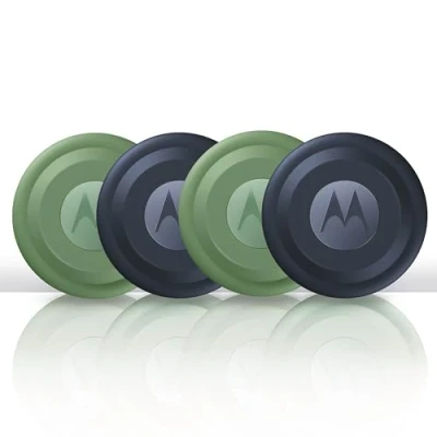 Bild av Motorola Moto Tag Smart Tracker, 4 pack (Android 9+ kompatibel, Bluetooth 5.4, IP67 vattenskydd, USB C, ultrabredband, finnare för nycklar, bagage UVM), 2 x jade grön stjärnblå