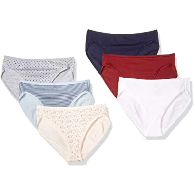 Bild av Amazon Essentials Women&#039;s Korta underkläder i bomull med höga ben (finns plusstorlek), Pack of 6, Coola färger/Varm, XL
