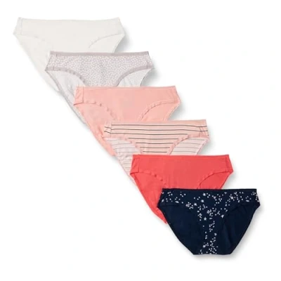 Bild av Amazon Essentials Women&#039;s Bikinitrosor underkläder i bomull (finns plusstorlek), Pack of 6, Flerfärgad/Prickar/Rand/Stjärnor, XXL