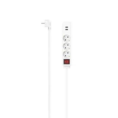 Bild av Hama grenuttag 3 vägs, USB A, med strömbrytare, 1,4 m (grenuttag USB, 3, flera uttag, kontakter, kontaktskydd, 45, uttagsadapter) vit