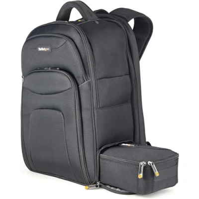 Bild av StarTech.com 17,3 tum bärbar ryggsäck med avtagbart tillbehörsfodral professionell IT Tech för arbete/resor/pendling hållbar ergonomisk datorväska nylon laptop/surfplatta fickor