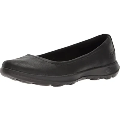 Bild av Skechers Damer Go Walk Lite stängda ballerinaskor, Svart textil trim Bbk, 37 EU
