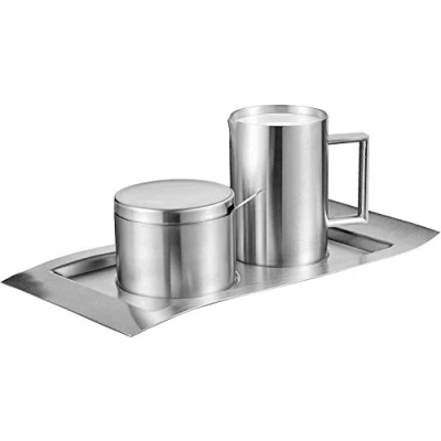 Bild av Esmeyer socker och mjölkset, rostfritt stål 18/10, våg, 0,25 l hjul, 0,2 sockerburk, borstad silver, 26,3 x 15 7,6 cm