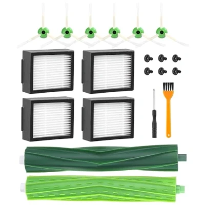 Bild av Borstar Ersättningsdelar för Roomba E &amp; I Series i7 i7+ i3 i3+ i4+ i6 j7 j7+ E5 E6,Tillbehör Tillbehör Kompatibel med Roomba,1 gummiborstar,4 högpresterande filter,6 sidoborstar