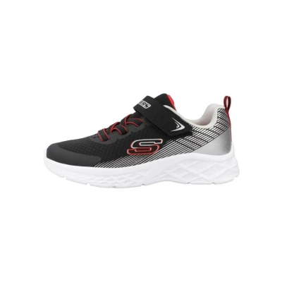 Bild av Skechers Unisex träningsskor för barn pojkar, Svart textil syntetisk silver röd trim, 37 EU