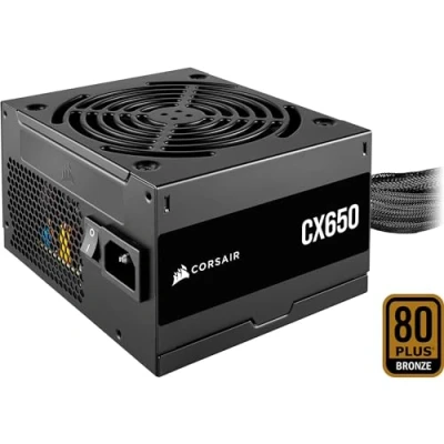 Bild av CORSAIR CX650 ATX 650W Nätaggregat 80 PLUS Bronscertifierat Låg Ljudnivå Hylsor För Kablar Icke Modulärt EU Svart