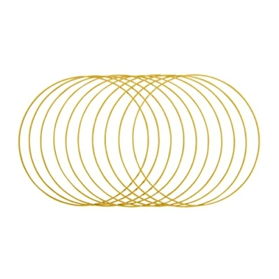 Bild av Rayher metallringar, 10 stycken (1 pack), 30 cm ø, guldbelagda, tjocklek ca 3 mm, trådringar för pyssel, lindningsteknik, drömfångare, blomkrans, bröllopskrans, Hoops, 25218616