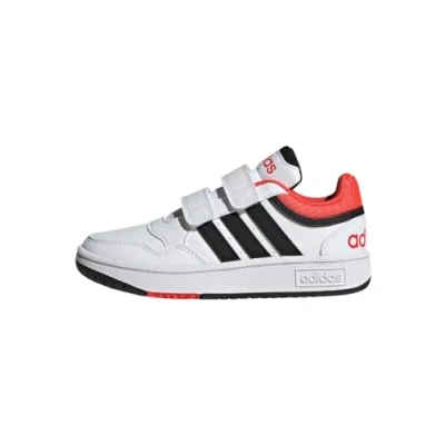 Bild av adidas Unisex Barn Hoops Lifestyle Basketball Hook and Loop Shoes, Cloud White/Core Black/Bright Red, 28 1/2 EU