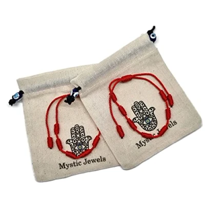 Bild av MYSTIC JEWELS By Dalia Kabbalah armband röd tråd 7 knutar unisex justerbar skydd mot onda ögon, lycka till, good luck (2 st)