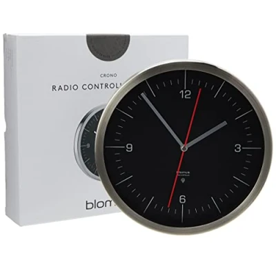 Bild av Blomus Radioklocka 65895 Radiostyrd klocka, rostfritt stål, klart glas, svart, 24 x 4,5 cm