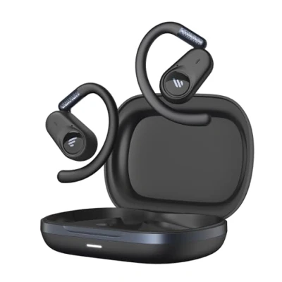 Bild av Edifier A6 Trådlösa Bluetooth 5.4 hörlurar, LDAC Hi Res Audio, tydliga samtal med AI, justerbara öronkrokar, 40 timmars batteritid, snabbladdning, flerpunktsanslutning, IP55, svart