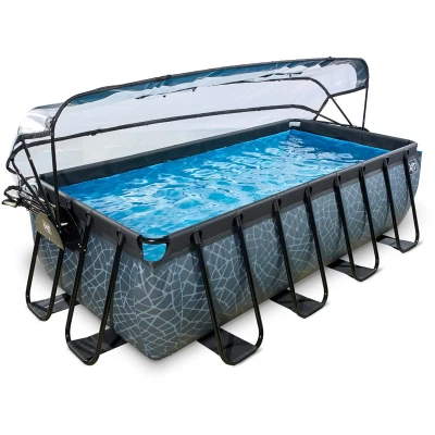 Bild av EXIT Stone Pool 400x200x100cm with Sand filter pump and dome, Gray