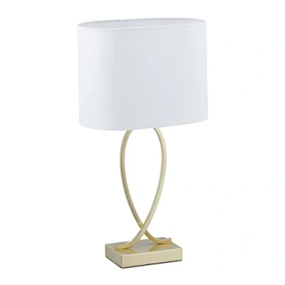 Bild av Relaxdays Sänglampa, lampskärm, E27 uttag, H x B D: 51 28 18 cm, för vardagsrum och sovrum, guld/vit