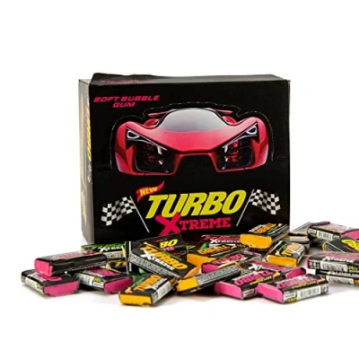 Bild av Tuggummi Turbo Xtreme Soft Bubble Gum Retro Gift Imported födelsedag Sweets (Full Box 100psc)