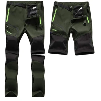 Bild av SANMIO Vandringsbyxor för Herr Utomhus Konvertibla Andningsaktiva Lättviktsbyxor Klättring Funktionsshorts Män med Dragkedja Camping och Vandring Grön (konvertibla shorts) M