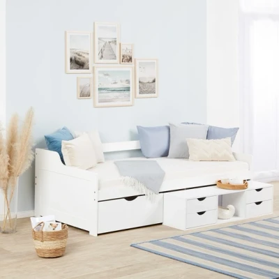 Bild av Homestyle4u Enkelsäng Soffa Med Lådor Vit