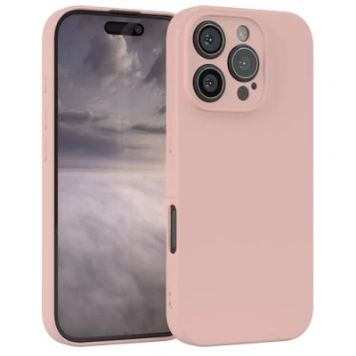 Bild av EAZY CASE Silikonfodral för iPhone 16 Pro Mjukt stötsäkert mobilskal skyddsfodral med kameraskydd Tunt Premium TPU Telefonstötfångare i Rosa